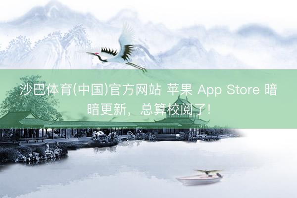 沙巴体育(中国)官方网站 苹果 App Store 暗暗更新，总算校阅了!