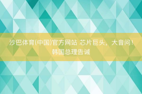 沙巴体育(中国)官方网站 芯片巨头，大音问！韩国总理告诫