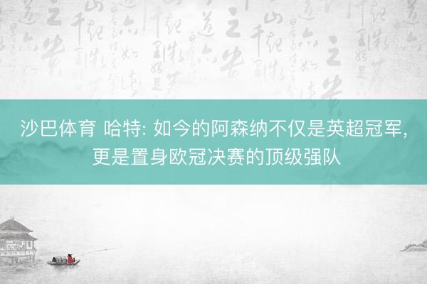 沙巴体育 哈特: 如今的阿森纳不仅是英超冠军， 更是置身欧冠决赛的顶级强队