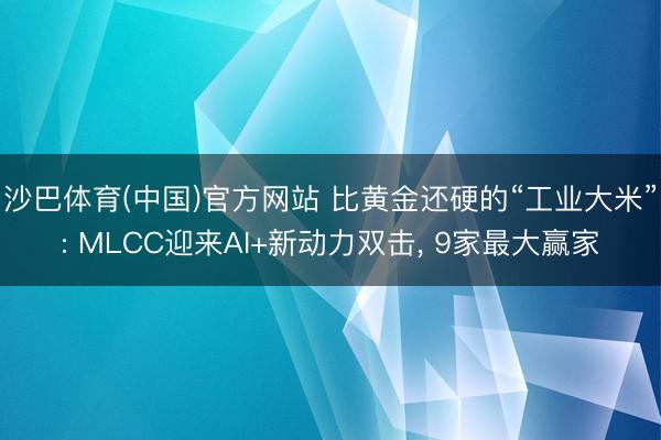 沙巴体育(中国)官方网站 比黄金还硬的“工业大米”: MLCC迎来AI+新动力双击, 9家最大赢家