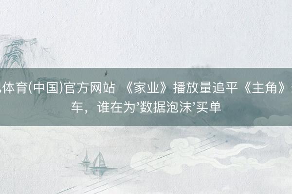 沙巴体育(中国)官方网站 《家业》播放量追平《主角》却翻车，谁在为'数据泡沫'买单