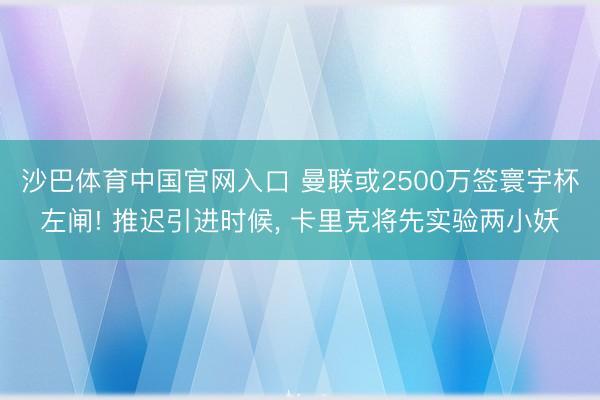 沙巴体育中国官网入口 曼联或2500万签寰宇杯左闸! 推迟引进时候， 卡里克将先实验两小妖