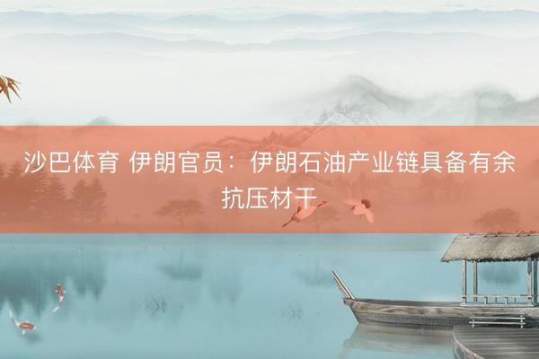 沙巴体育 伊朗官员：伊朗石油产业链具备有余抗压材干
