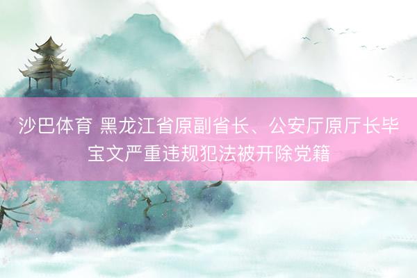 沙巴体育 黑龙江省原副省长、公安厅原厅长毕宝文严重违规犯法被开除党籍
